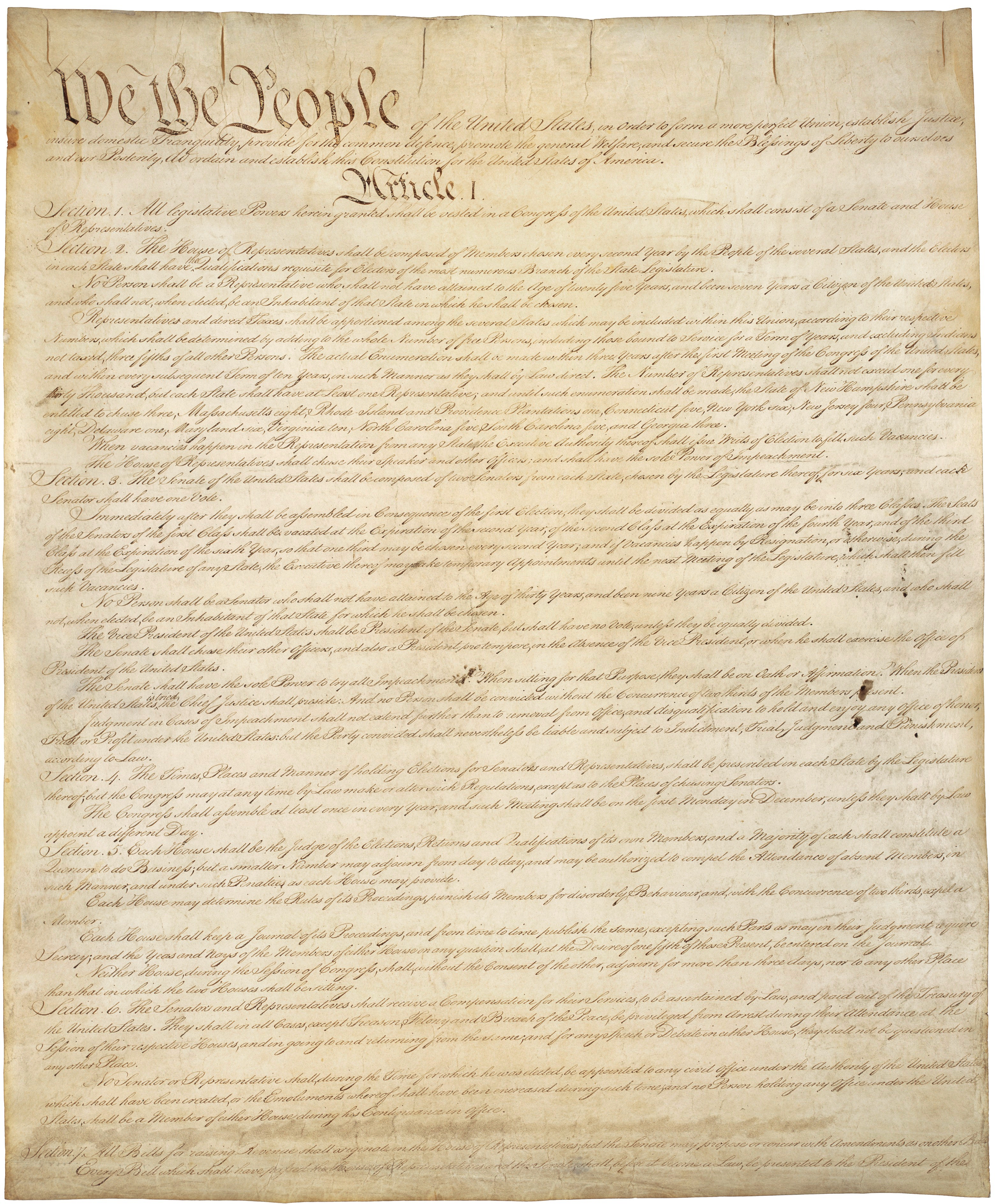 Detail from The Constitution of the United States. Please click on the link below to view and resize full image.